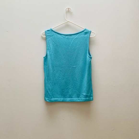 St. John - Santana Scoop Neck Tank in Aqua Blue - Picture 4 of 4